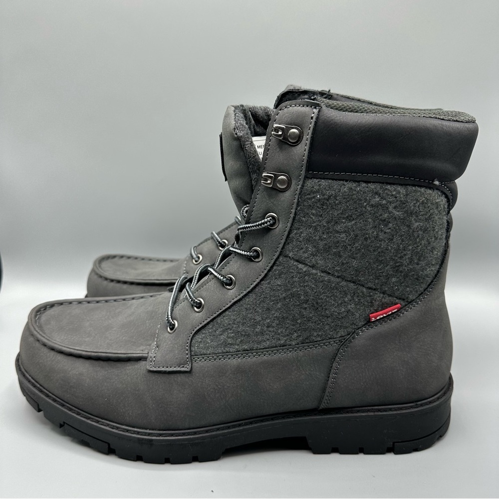 Levi's Combat High Faux Leather/Knit Material Lace Up Boots Men’s Size 13 Gray